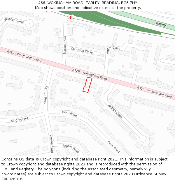 466, WOKINGHAM ROAD, EARLEY, READING, RG6 7HY: Location map and indicative extent of plot