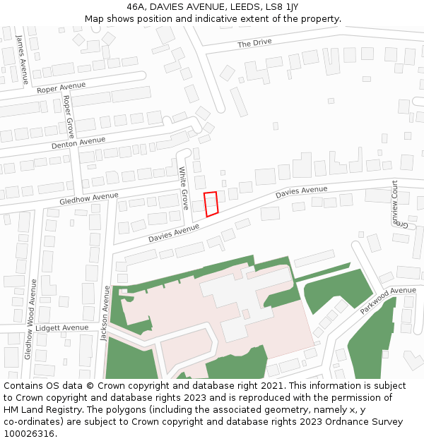 46A, DAVIES AVENUE, LEEDS, LS8 1JY: Location map and indicative extent of plot