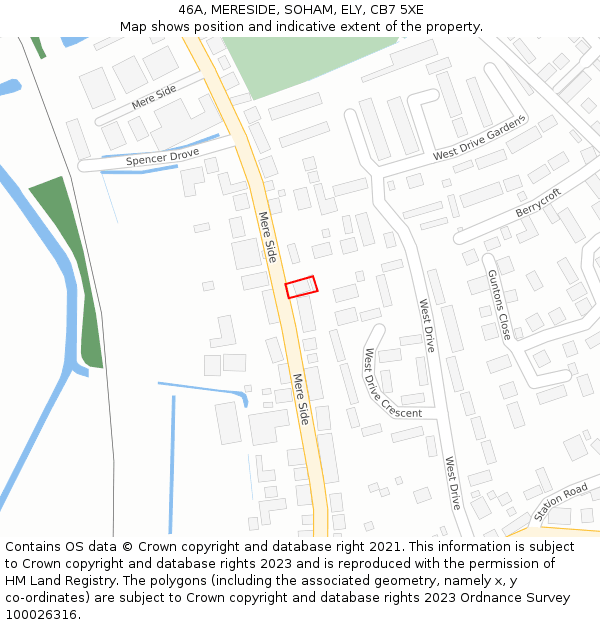 46A, MERESIDE, SOHAM, ELY, CB7 5XE: Location map and indicative extent of plot