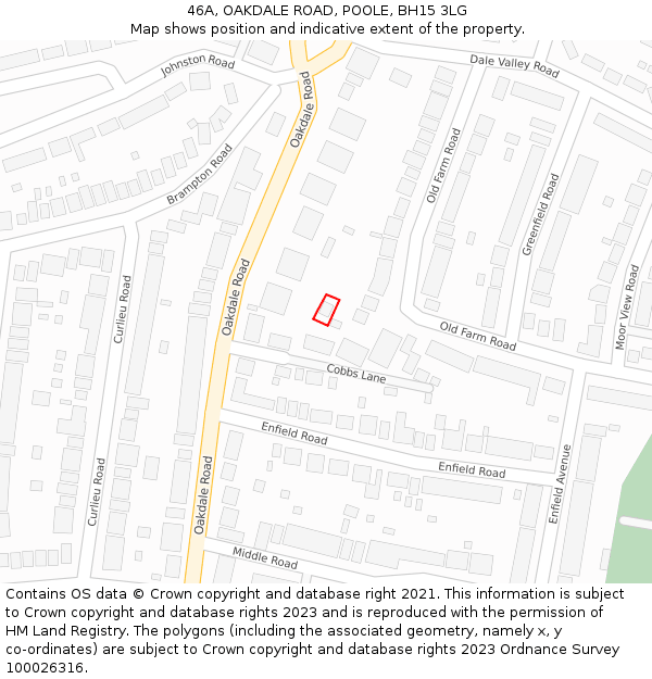 46A, OAKDALE ROAD, POOLE, BH15 3LG: Location map and indicative extent of plot