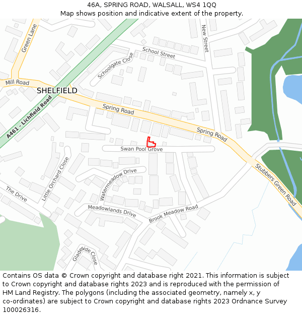 46A, SPRING ROAD, WALSALL, WS4 1QQ: Location map and indicative extent of plot