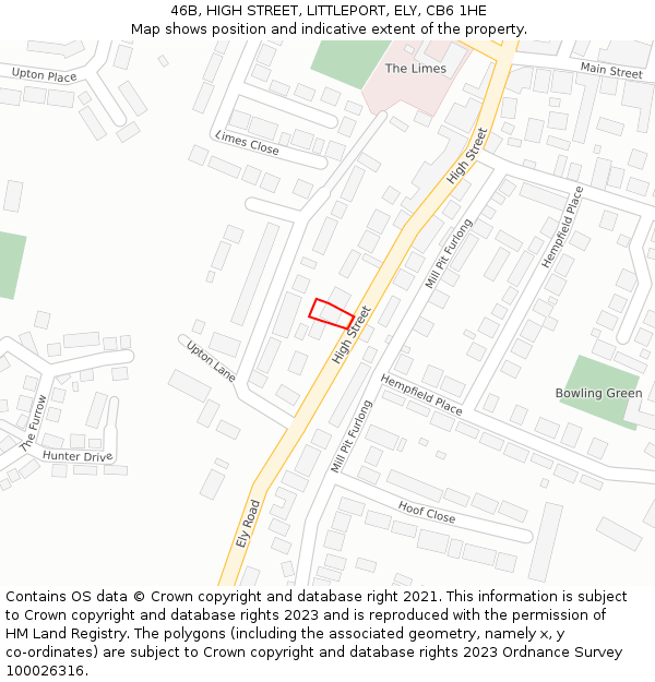 46B, HIGH STREET, LITTLEPORT, ELY, CB6 1HE: Location map and indicative extent of plot