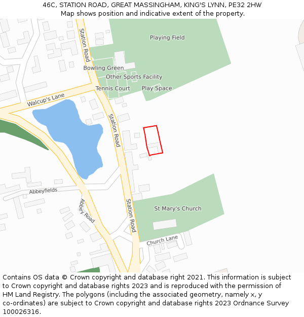 46C, STATION ROAD, GREAT MASSINGHAM, KING'S LYNN, PE32 2HW: Location map and indicative extent of plot