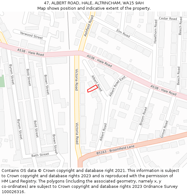 47, ALBERT ROAD, HALE, ALTRINCHAM, WA15 9AH: Location map and indicative extent of plot