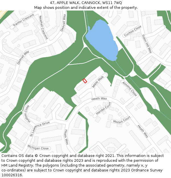 47, APPLE WALK, CANNOCK, WS11 7WQ: Location map and indicative extent of plot