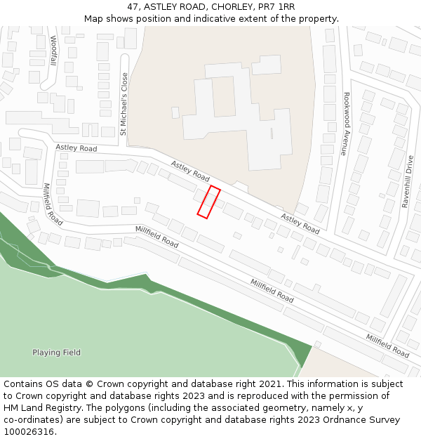47, ASTLEY ROAD, CHORLEY, PR7 1RR: Location map and indicative extent of plot