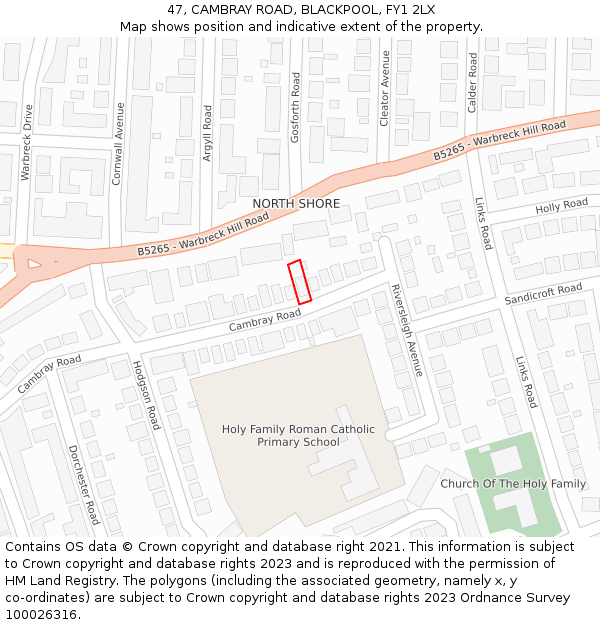 47, CAMBRAY ROAD, BLACKPOOL, FY1 2LX: Location map and indicative extent of plot