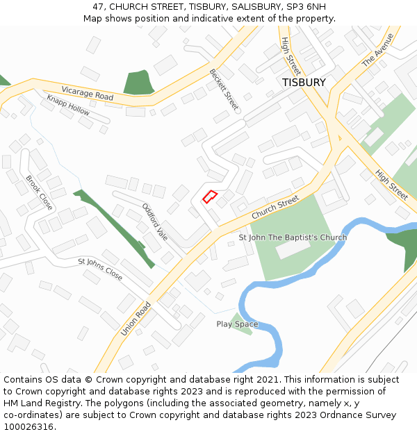 47, CHURCH STREET, TISBURY, SALISBURY, SP3 6NH: Location map and indicative extent of plot