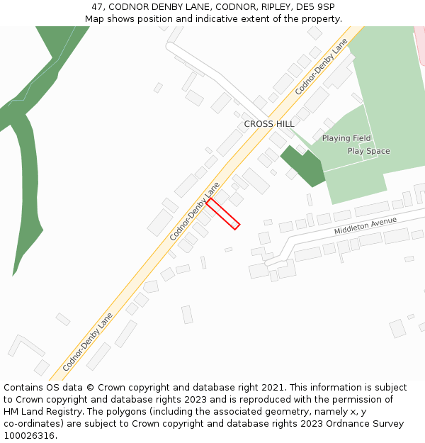 47, CODNOR DENBY LANE, CODNOR, RIPLEY, DE5 9SP: Location map and indicative extent of plot