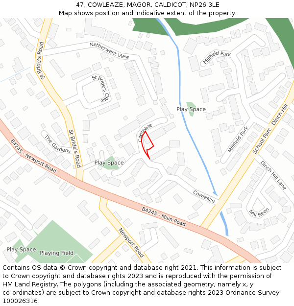 47, COWLEAZE, MAGOR, CALDICOT, NP26 3LE: Location map and indicative extent of plot