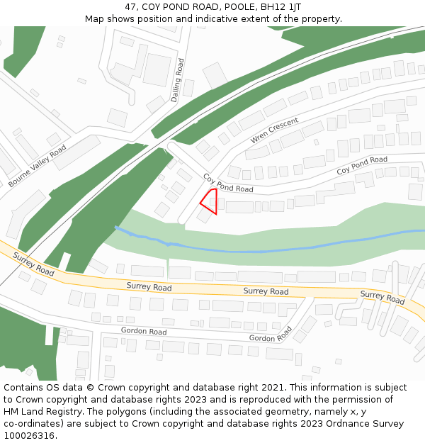 47, COY POND ROAD, POOLE, BH12 1JT: Location map and indicative extent of plot