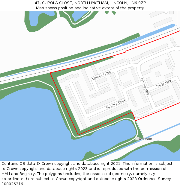 47, CUPOLA CLOSE, NORTH HYKEHAM, LINCOLN, LN6 9ZP: Location map and indicative extent of plot