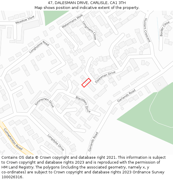 47, DALESMAN DRIVE, CARLISLE, CA1 3TH: Location map and indicative extent of plot