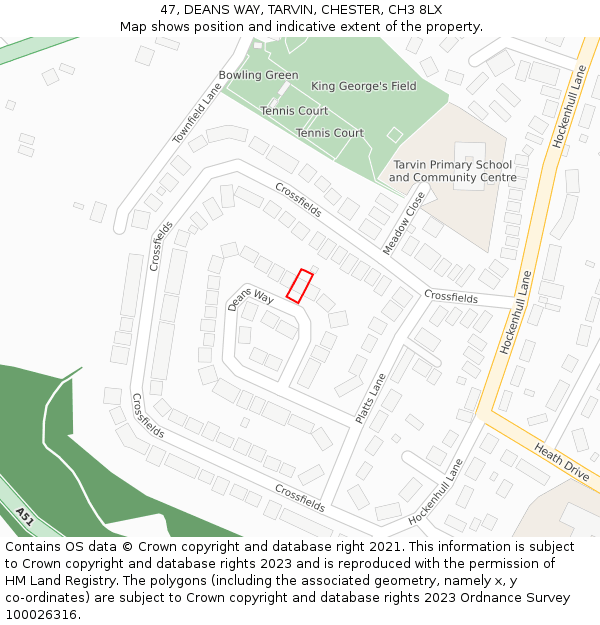 47, DEANS WAY, TARVIN, CHESTER, CH3 8LX: Location map and indicative extent of plot