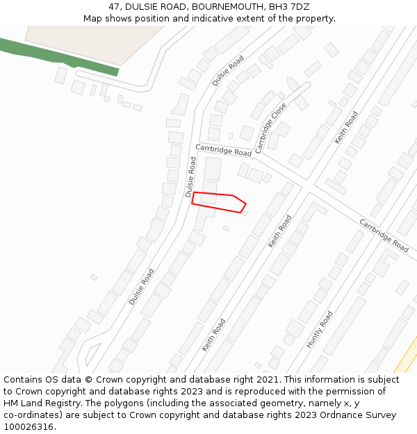 47, DULSIE ROAD, BOURNEMOUTH, BH3 7DZ: Location map and indicative extent of plot
