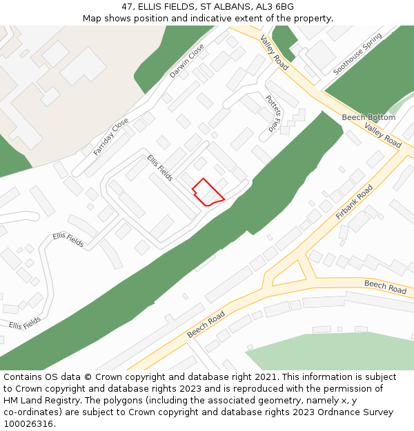 47, ELLIS FIELDS, ST ALBANS, AL3 6BG: Location map and indicative extent of plot