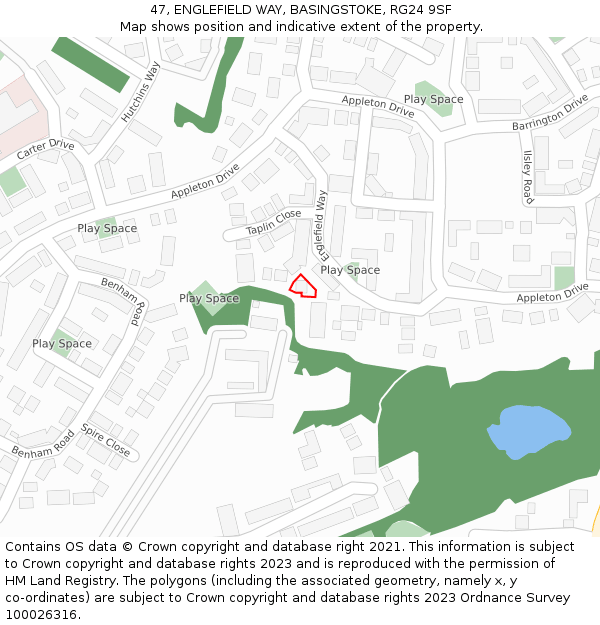 47, ENGLEFIELD WAY, BASINGSTOKE, RG24 9SF: Location map and indicative extent of plot