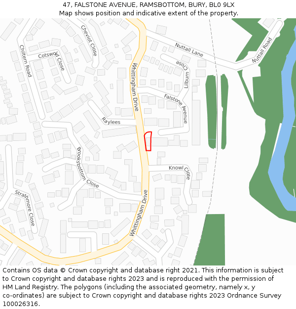 47, FALSTONE AVENUE, RAMSBOTTOM, BURY, BL0 9LX: Location map and indicative extent of plot