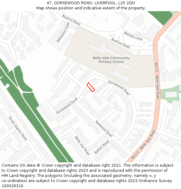 47, GORSEWOOD ROAD, LIVERPOOL, L25 2QN: Location map and indicative extent of plot