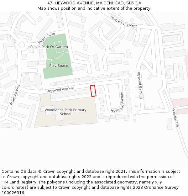 47, HEYWOOD AVENUE, MAIDENHEAD, SL6 3JA: Location map and indicative extent of plot