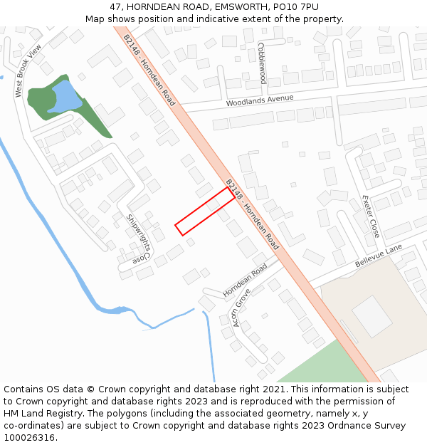 47, HORNDEAN ROAD, EMSWORTH, PO10 7PU: Location map and indicative extent of plot