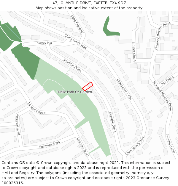 47, IOLANTHE DRIVE, EXETER, EX4 9DZ: Location map and indicative extent of plot