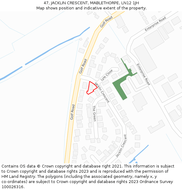 47, JACKLIN CRESCENT, MABLETHORPE, LN12 1JH: Location map and indicative extent of plot