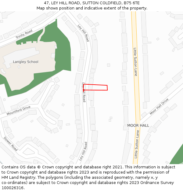 47, LEY HILL ROAD, SUTTON COLDFIELD, B75 6TE: Location map and indicative extent of plot