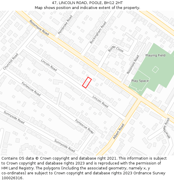 47, LINCOLN ROAD, POOLE, BH12 2HT: Location map and indicative extent of plot
