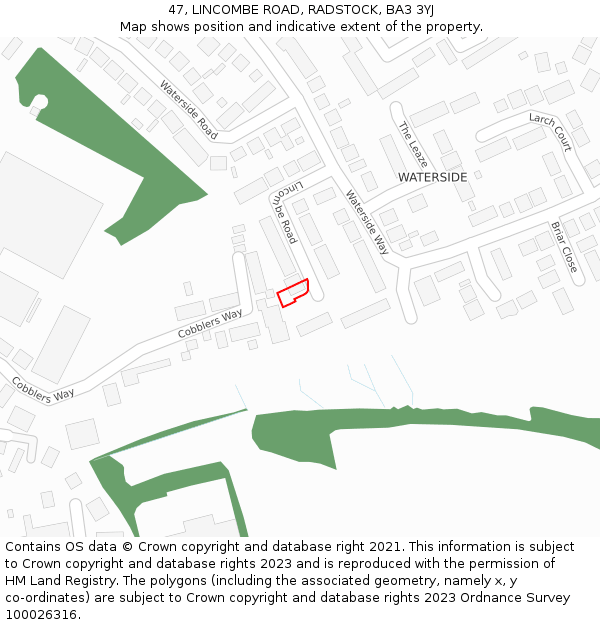 47, LINCOMBE ROAD, RADSTOCK, BA3 3YJ: Location map and indicative extent of plot