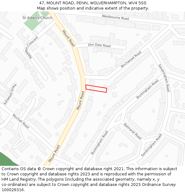 47, MOUNT ROAD, PENN, WOLVERHAMPTON, WV4 5SS: Location map and indicative extent of plot