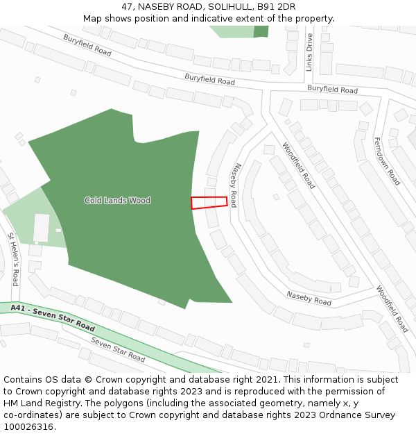 47, NASEBY ROAD, SOLIHULL, B91 2DR: Location map and indicative extent of plot