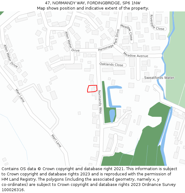 47, NORMANDY WAY, FORDINGBRIDGE, SP6 1NW: Location map and indicative extent of plot