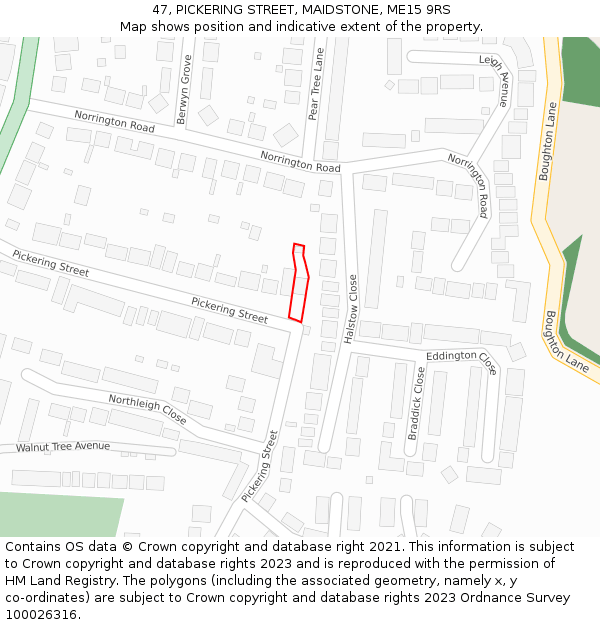 47, PICKERING STREET, MAIDSTONE, ME15 9RS: Location map and indicative extent of plot