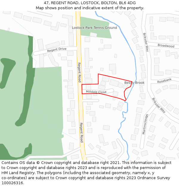 47, REGENT ROAD, LOSTOCK, BOLTON, BL6 4DG: Location map and indicative extent of plot