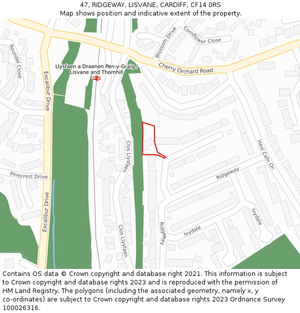47, RIDGEWAY, LISVANE, CARDIFF, CF14 0RS: Location map and indicative extent of plot