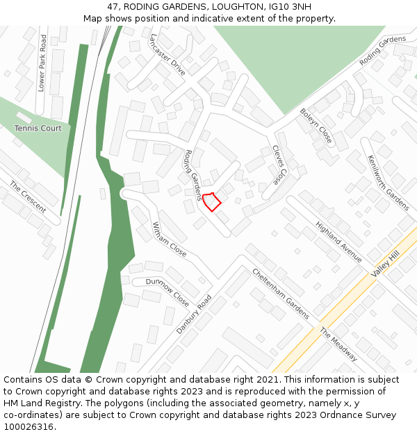 47, RODING GARDENS, LOUGHTON, IG10 3NH: Location map and indicative extent of plot