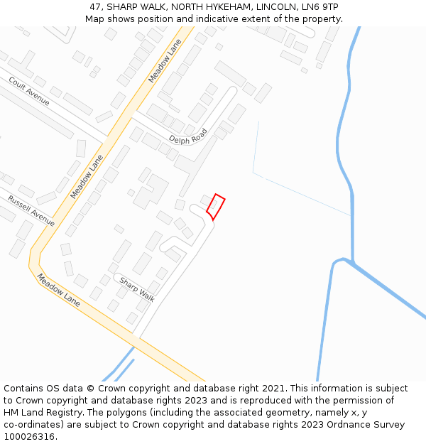 47, SHARP WALK, NORTH HYKEHAM, LINCOLN, LN6 9TP: Location map and indicative extent of plot