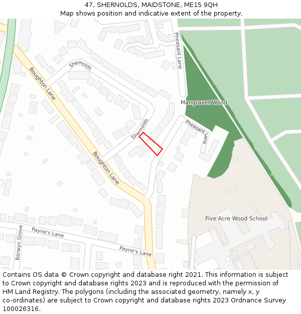 47, SHERNOLDS, MAIDSTONE, ME15 9QH: Location map and indicative extent of plot