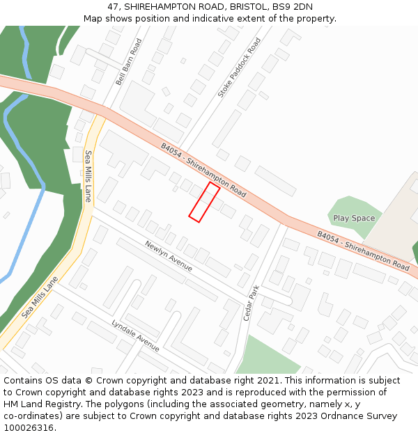 47, SHIREHAMPTON ROAD, BRISTOL, BS9 2DN: Location map and indicative extent of plot