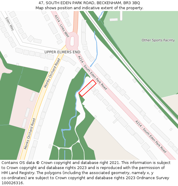 47, SOUTH EDEN PARK ROAD, BECKENHAM, BR3 3BQ: Location map and indicative extent of plot