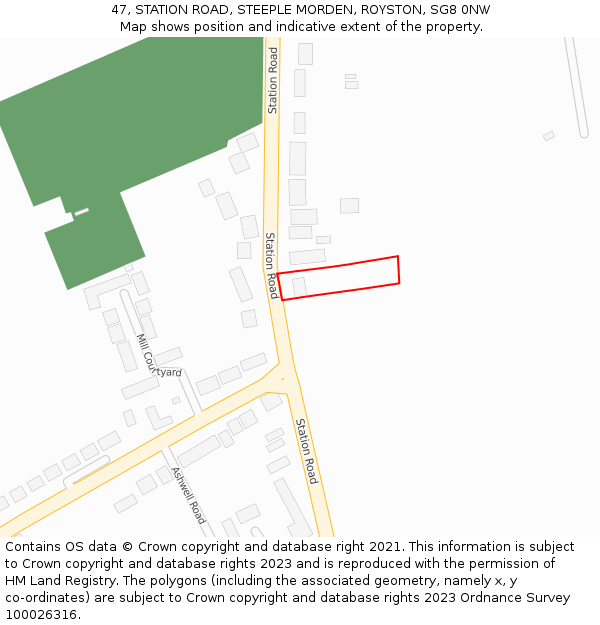 47, STATION ROAD, STEEPLE MORDEN, ROYSTON, SG8 0NW: Location map and indicative extent of plot