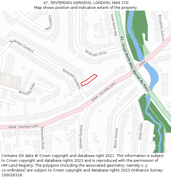 47, TENTERDEN GARDENS, LONDON, NW4 1TG: Location map and indicative extent of plot