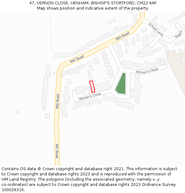 47, VERNON CLOSE, HENHAM, BISHOP'S STORTFORD, CM22 6AF: Location map and indicative extent of plot