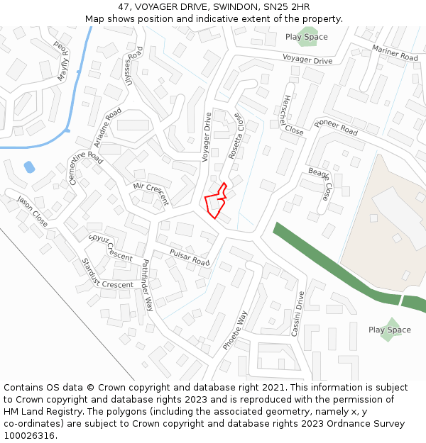 47, VOYAGER DRIVE, SWINDON, SN25 2HR: Location map and indicative extent of plot