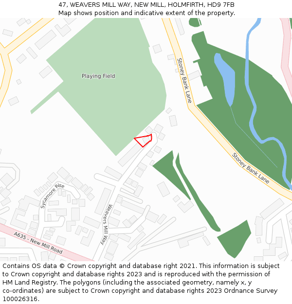 47, WEAVERS MILL WAY, NEW MILL, HOLMFIRTH, HD9 7FB: Location map and indicative extent of plot