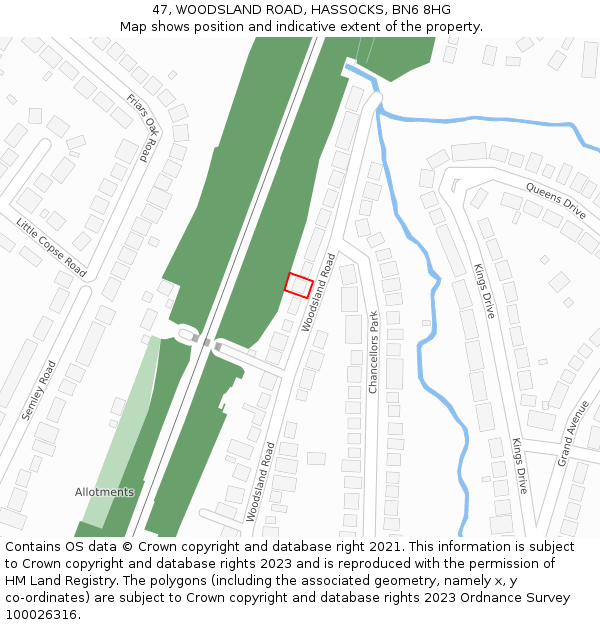 47, WOODSLAND ROAD, HASSOCKS, BN6 8HG: Location map and indicative extent of plot