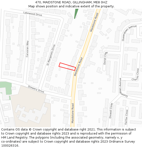 470, MAIDSTONE ROAD, GILLINGHAM, ME8 0HZ: Location map and indicative extent of plot