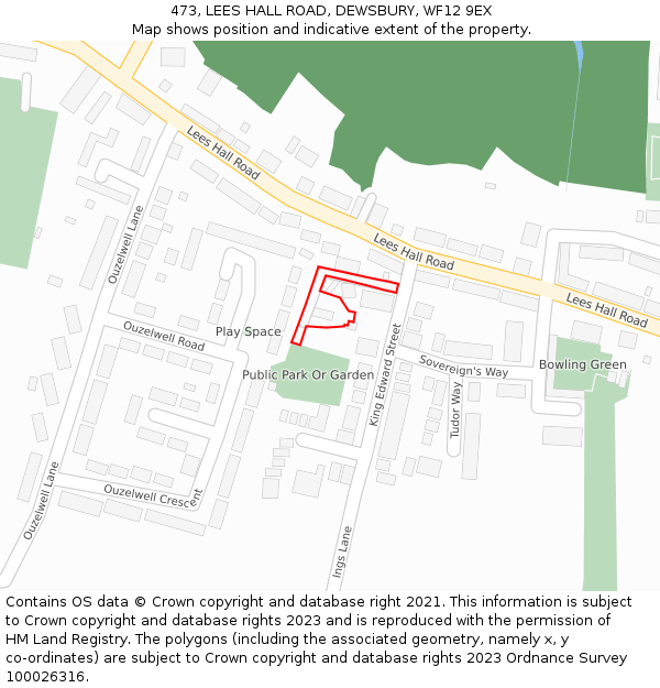473, LEES HALL ROAD, DEWSBURY, WF12 9EX: Location map and indicative extent of plot