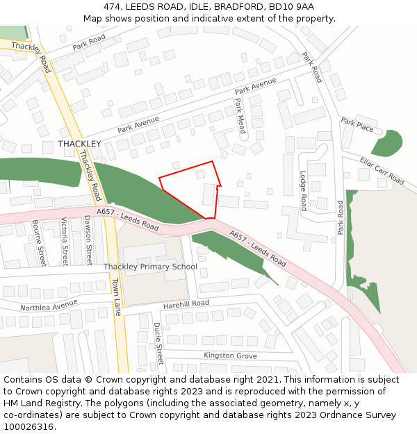 474, LEEDS ROAD, IDLE, BRADFORD, BD10 9AA: Location map and indicative extent of plot
